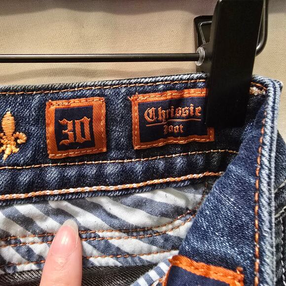 Rock Revival Chrissie Boot bootcut jeans size 30 low rise flap pocket distressed - Picture 14 of 16